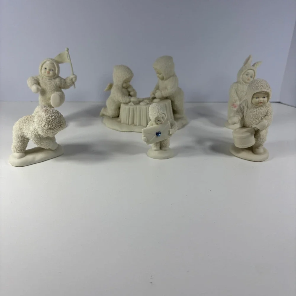 Department 56 Lot Of 4 Snowbabies Figurines Children In Snowsuits Porcelain